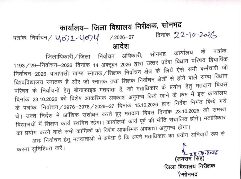 विधान परिषद चुनाव के लिए,23 अक्टूबर को विद्यालयों में शिक्षण कार्य बंद,मतदाताओं को मतदान के लिए मिली छूट